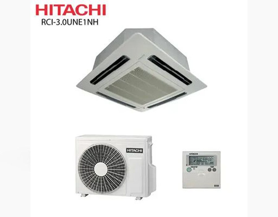 Hitachi four-way ceiling cassette VRF indoor unit with wired controller