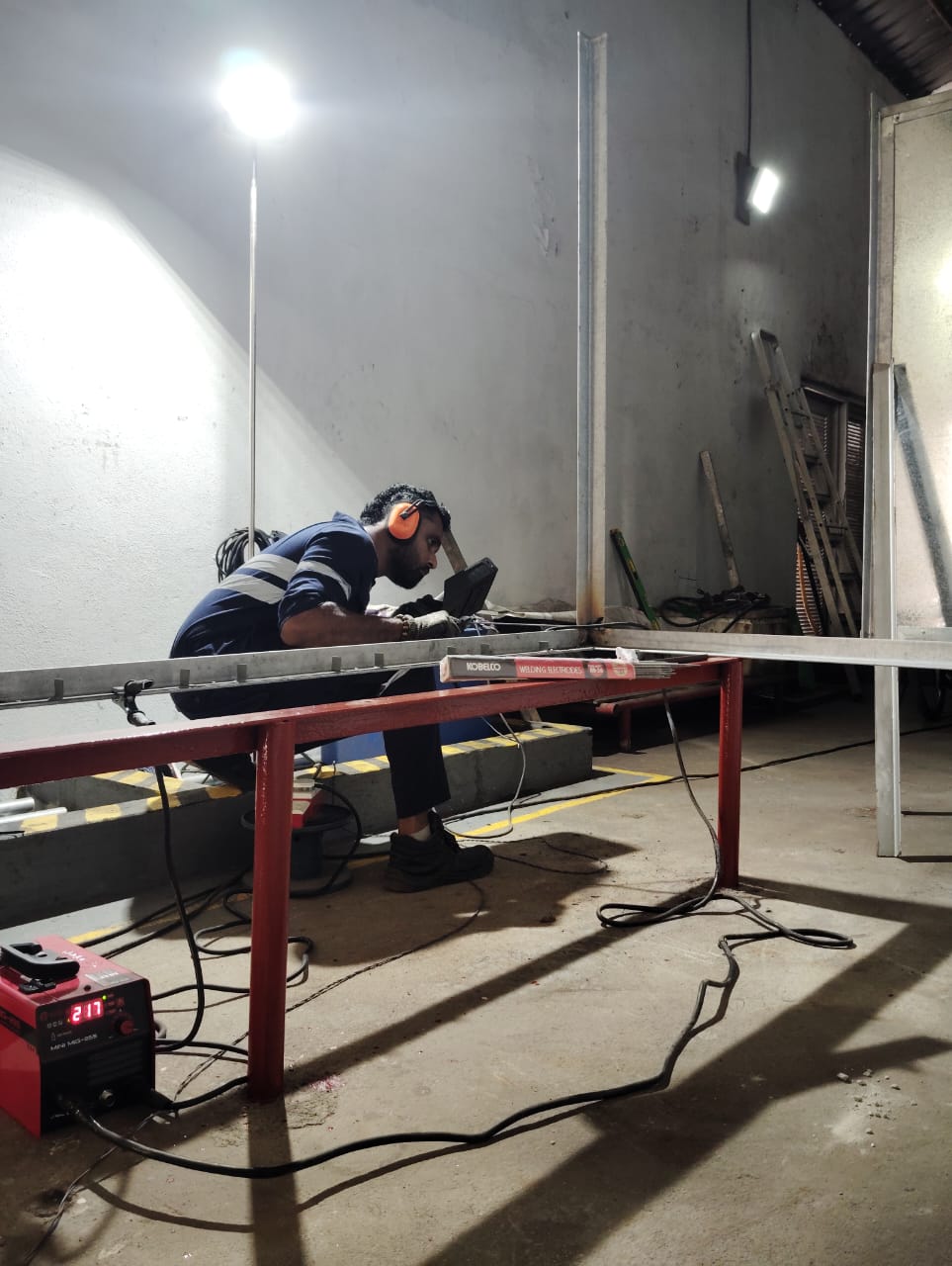 NativeWay technician performing welding work at the Malé workshop
